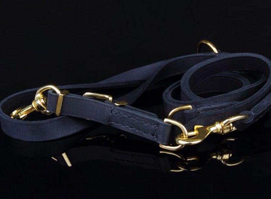 Adjustable leather dog leash exclusive gold
