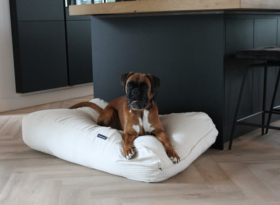 Dog bed off-white double corduroy medium