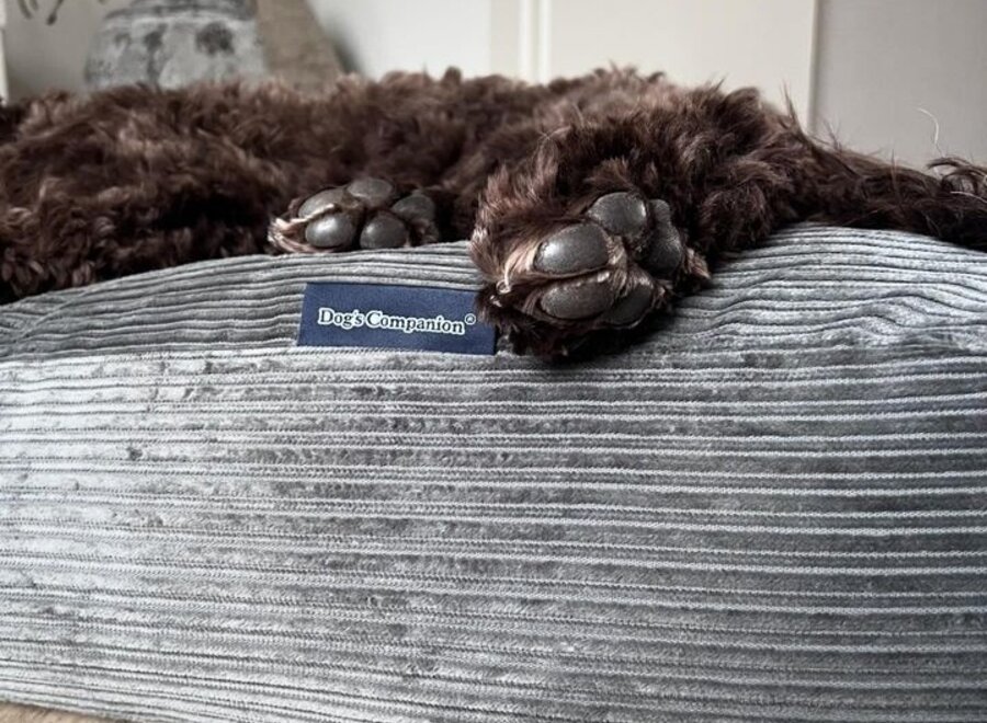 Lit pour chien gris souris double velours côtelé superlarge