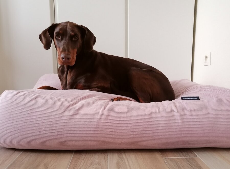 Dog bed light pink corduroy medium