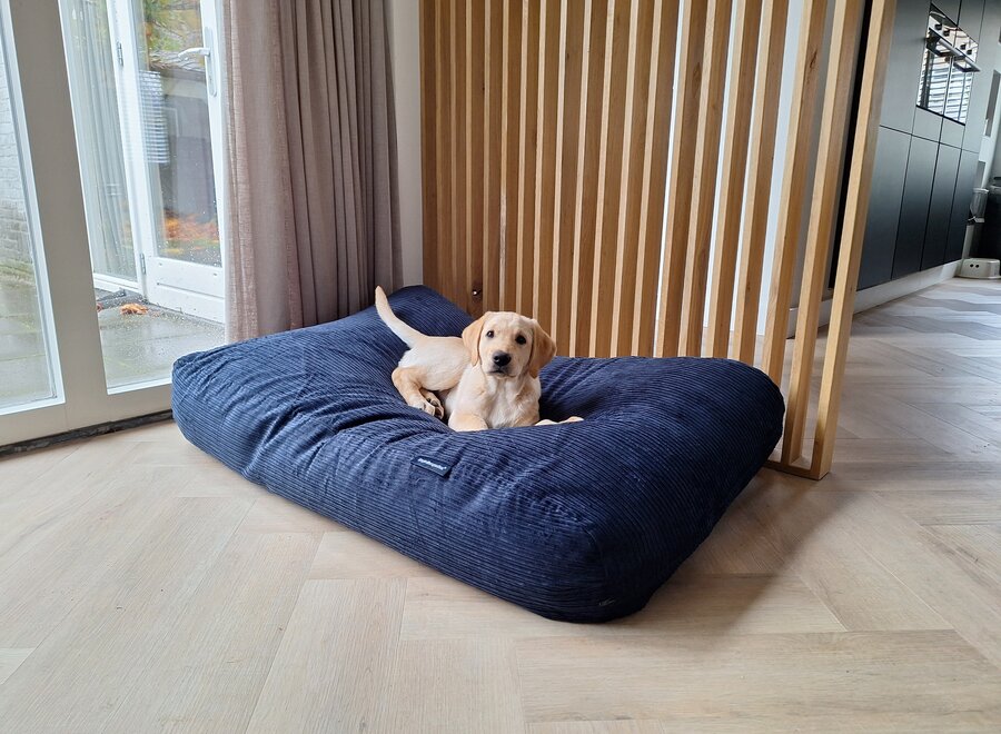 Dog bed dark blue double corduroy medium