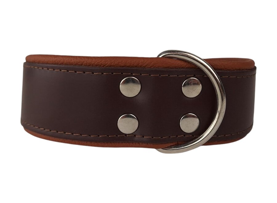 Leather collar brown / brown