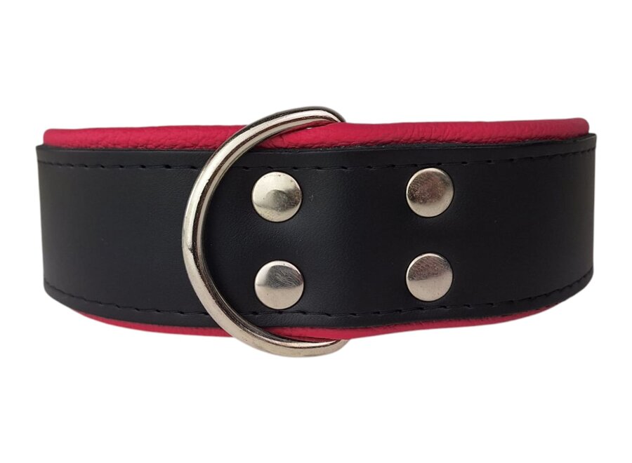 Collier pour chien en cuir noir / rose