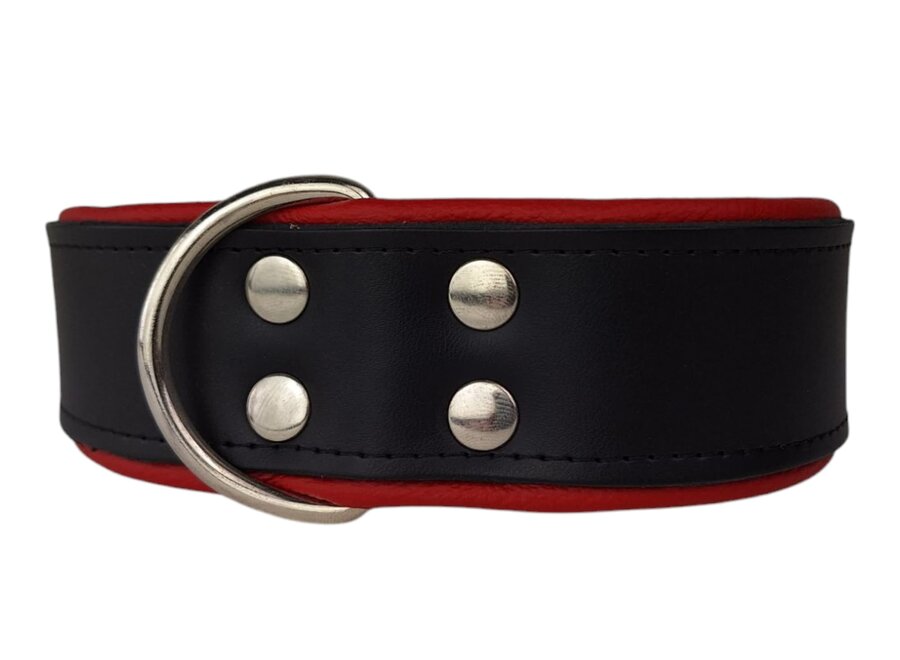 Leather dog collar black / red