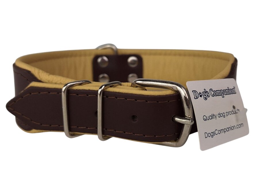 Leather dog collar brown / natural