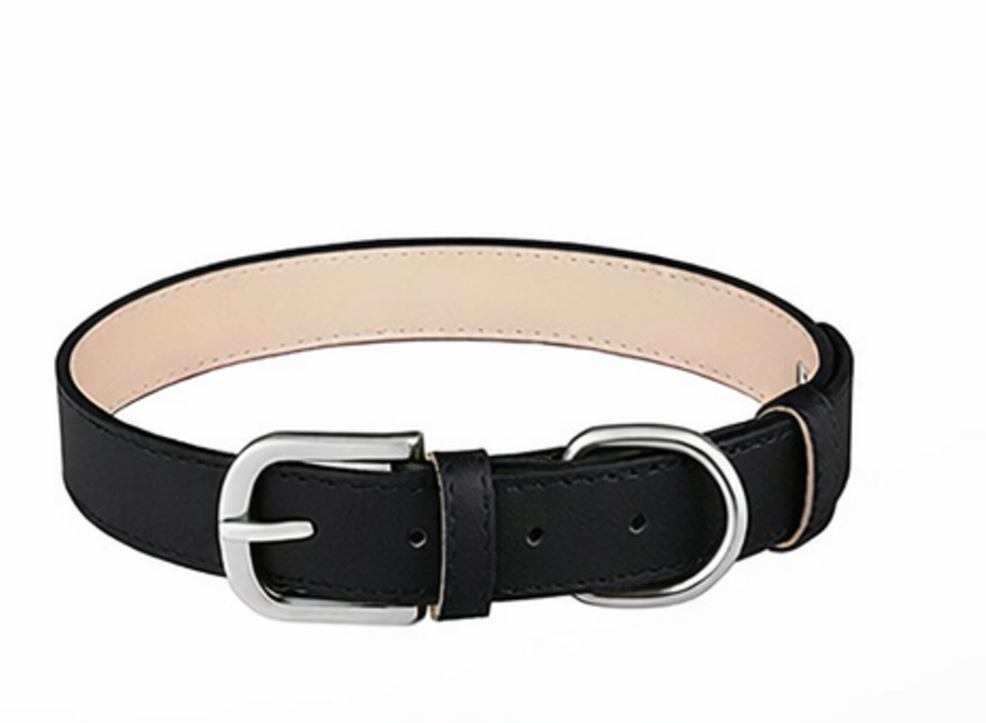 Collier pour chien en cuir PU réglable | en marron, noir, vert, rose & bleu | durable, élégant et confortable pour tous les chiens