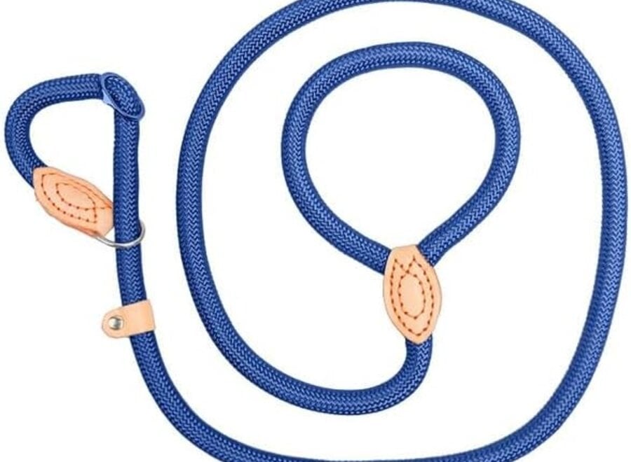 Laisse lasso pour chien en nylon | Laisse ronde tressée avec stoppeur en cuir réglable | 1,5 ou 1,8 m | 14 ou 16 mm | 7 couleurs