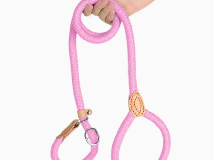Nylon Retriever Leash for Dogs | Round Braided Dog Lead with Adjustable Leather Stopper | 1.5 or 1.8 metres | 14 or 16 mm | 7 Colours