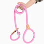 Nylon Retriever Leash for Dogs | Round Braided Dog Lead with Adjustable Leather Stopper | 1.5 or 1.8 metres | 14 or 16 mm | 7 Colours