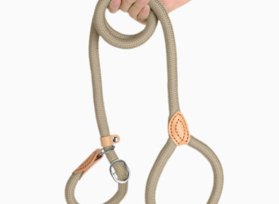 Nylon Retriever Leash for Dogs | Round Braided Dog Lead with Adjustable Leather Stopper | 1.5 or 1.8 metres | 14 or 16 mm | 7 Colours