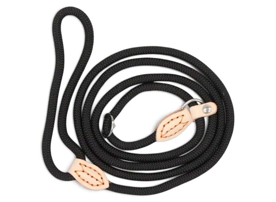 Laisse lasso pour chien en nylon avec stop en cuir | Laisse ronde tressée pour la promenade et le dressage du chien | 1,5 ou 1,8 mètre