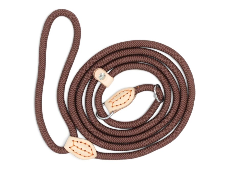 Laisse lasso pour chien en nylon avec stop en cuir | Laisse ronde tressée pour la promenade et le dressage du chien | 1,5 ou 1,8 mètre