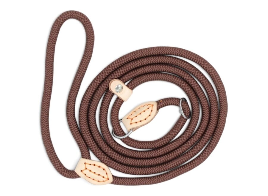 Nylon Retriever Leash for Dogs with Leather Stopper | Round Braided Slip Lead for Walking and Dog Training | 1.5 or 1.8 Metres