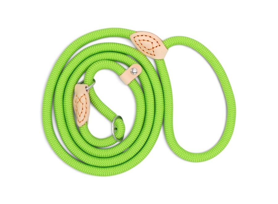 Laisse lasso pour chien en nylon avec stop en cuir | Laisse ronde tressée pour la promenade et le dressage du chien | 1,5 ou 1,8 mètre