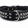 Leren halsband - met spikes - zwart - 60-73 cm x 50 mm