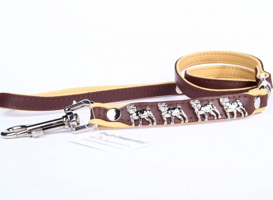 Leather dog leash Pug