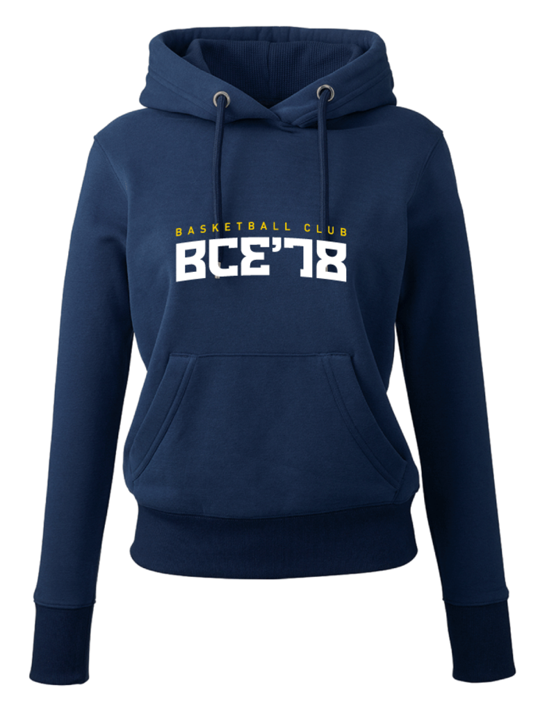 Sustainable Dames Hoodie Navy BCE'78 met clublogo