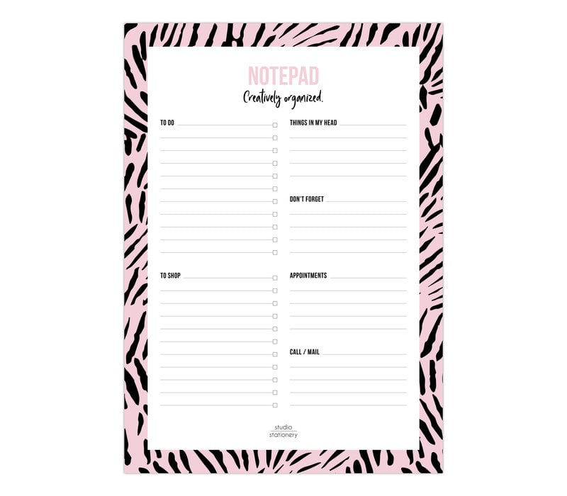 A5 Notepad Creatively Organized Pink leaves, per 5 pieces