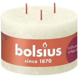 Bolsius kaarsen Rustieke stompkaars 90/140 mm Soft Pearl met 3 lonten