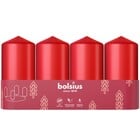 Bolsius kaarsen Stompkaars 100/48 mm Delicate Red Tray 4 stuks