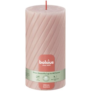 Bolsius kaarsen Rustiek Twist stompkaars 130/68 Misty Pink