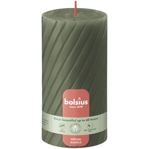 Bolsius kaarsen Rustiek Twist stompkaars 130/68 Fresh Olive
