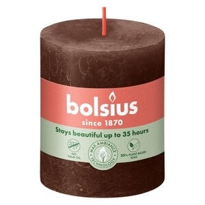 Bolsius kaarsen Rustiek stompkaars 80/68 Chocoladebruin