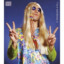 Pruik hippie met vlechtdecoratie blond