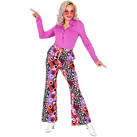 Flared Broek Paars 70's Groovy Dames