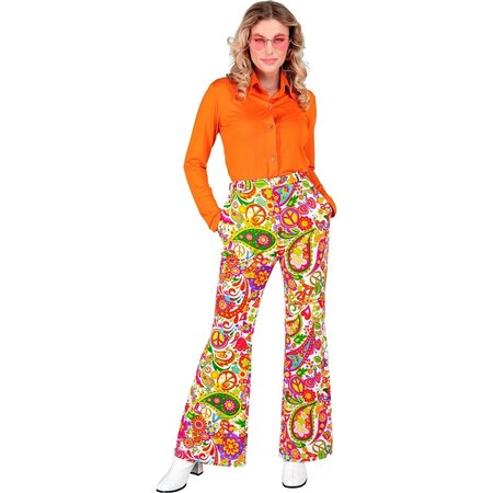 Flared Broek 60's Peace & Paisley Dames