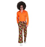 Flared Broek 60's Bloemen Zwart Heren