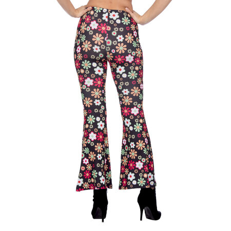 Hippiebroek Zwart met Kleurrijke Bloemen Dames
