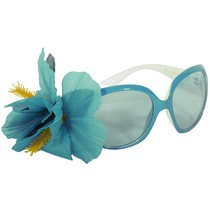 Partybril blauw met bloem