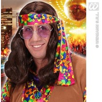 Pruik Hippie bruin Waylon