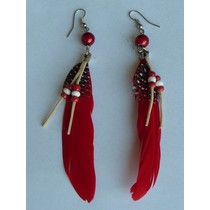 Oorbellen Indian veer Rood