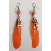 Indiaanse veer oorbellen oranje