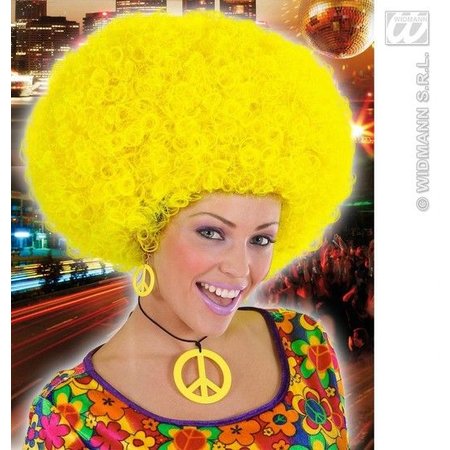 Pruik Afro Jimmy neon geel oversized