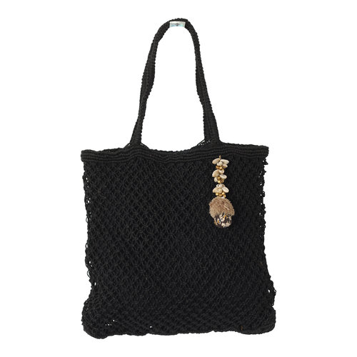 Mycha Ibiza Jute shopper tas Jaimy zwart