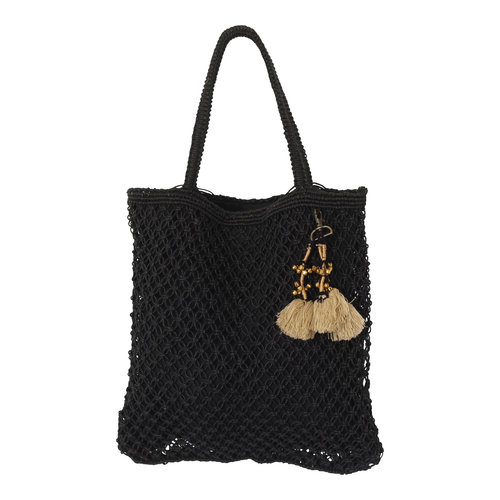 Mycha Ibiza Jute shopper tas Jill zwart