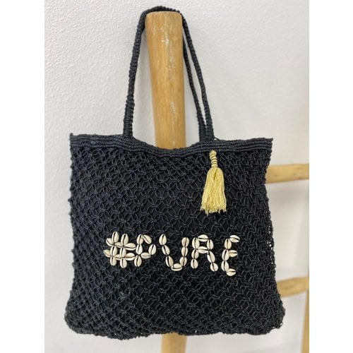 Mycha Ibiza Jute shopper tas Pure zwart