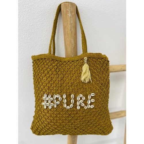 Mycha Ibiza Jute shopper tas Pure oker