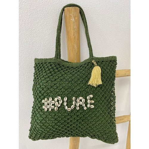 Mycha Ibiza Jute shopper tas Pure groen