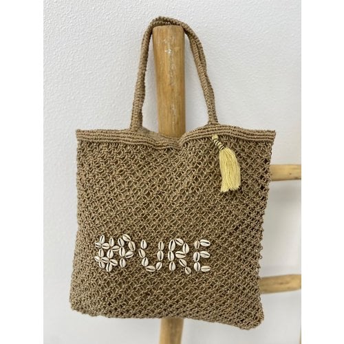 Mycha Ibiza Jute shopper tas Pure beige naturel