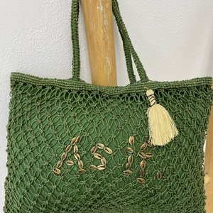 Mycha Ibiza Jute shopper tas As If groen