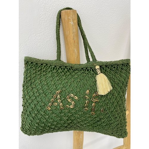 Mycha Ibiza Jute shopper tas As If groen