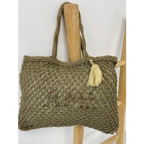 Mycha Ibiza Jute shopper tas As If khaki