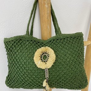 Mycha Ibiza Jute shopper tas Boho groen