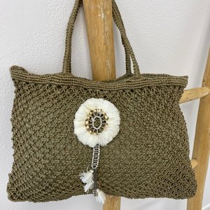 Mycha Ibiza Jute shopper tas Boho khaki