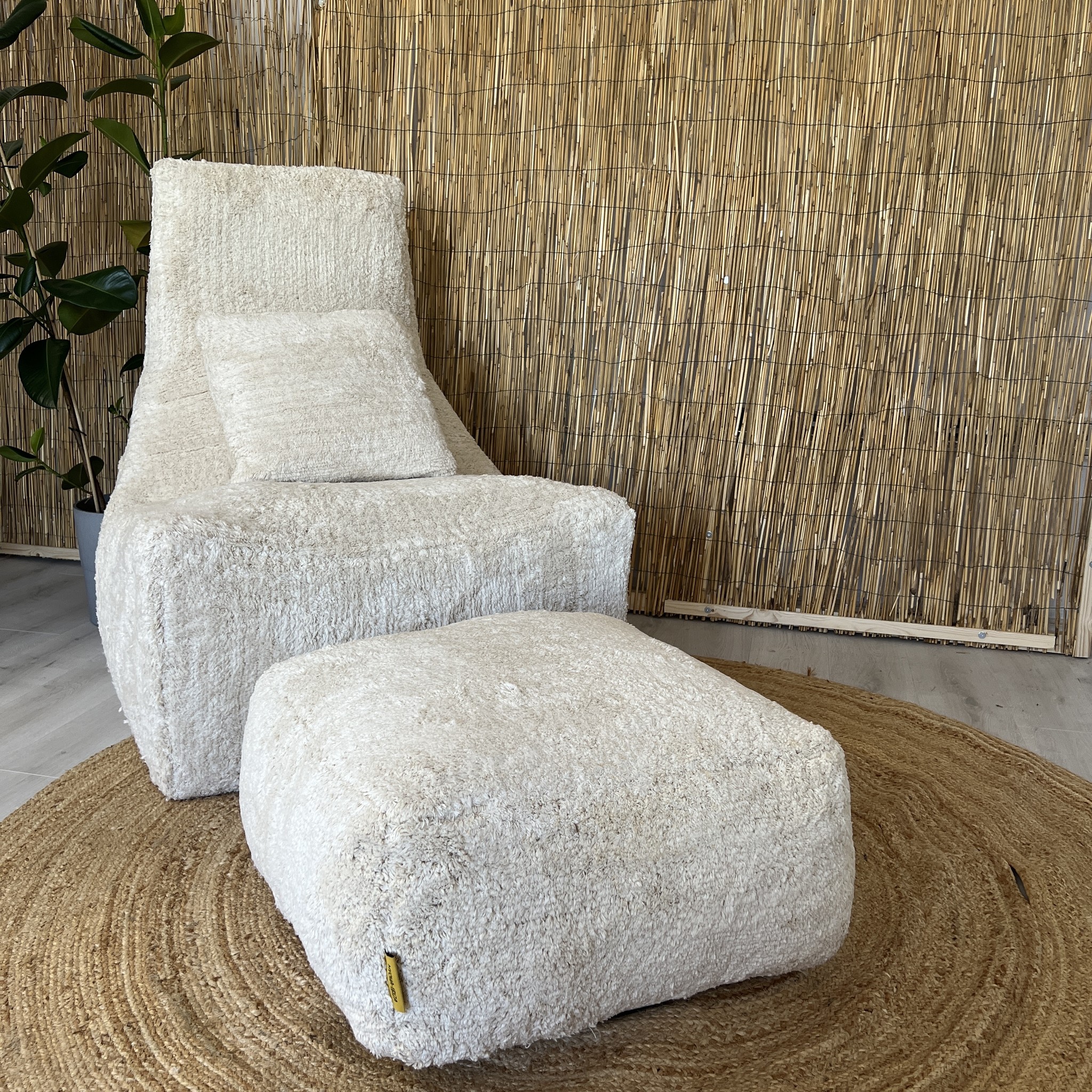 Bruidegom Componeren ik ben gelukkig Mycha Ibiza-fauteuils-teddy-kruk-ecru-home-interieur - Mycha ibiza