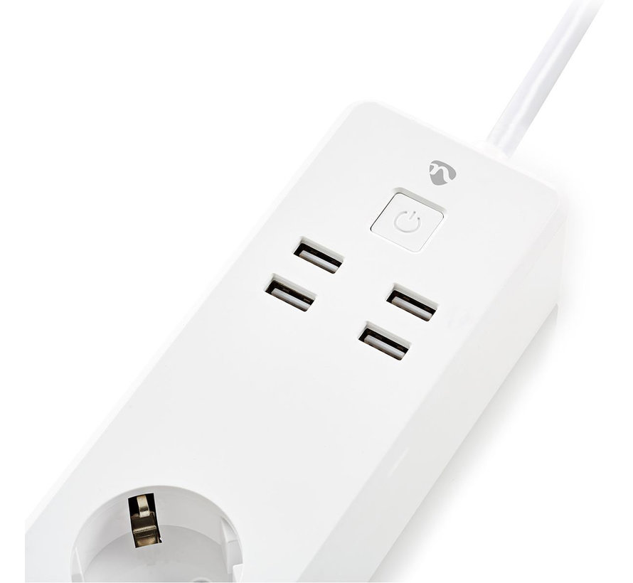 Wi-Fi Smart Stekkerdoos | 3x Schuko Type F | 4x USB | 16 A